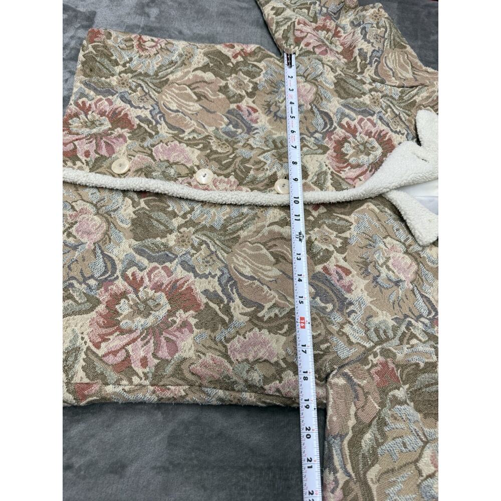 Coldwater Creek Tapestry Floral Jacket Sherpa Trim Cottagecore M - Picture 10 of 12